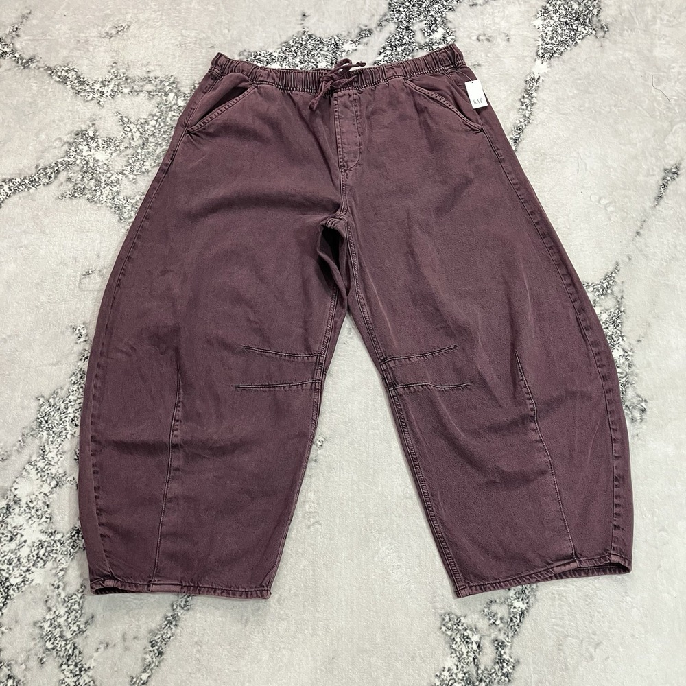GAP UltraSoft Denim Barrel Pants Sz XL Burgundy Pull On Elastic Waist NWT